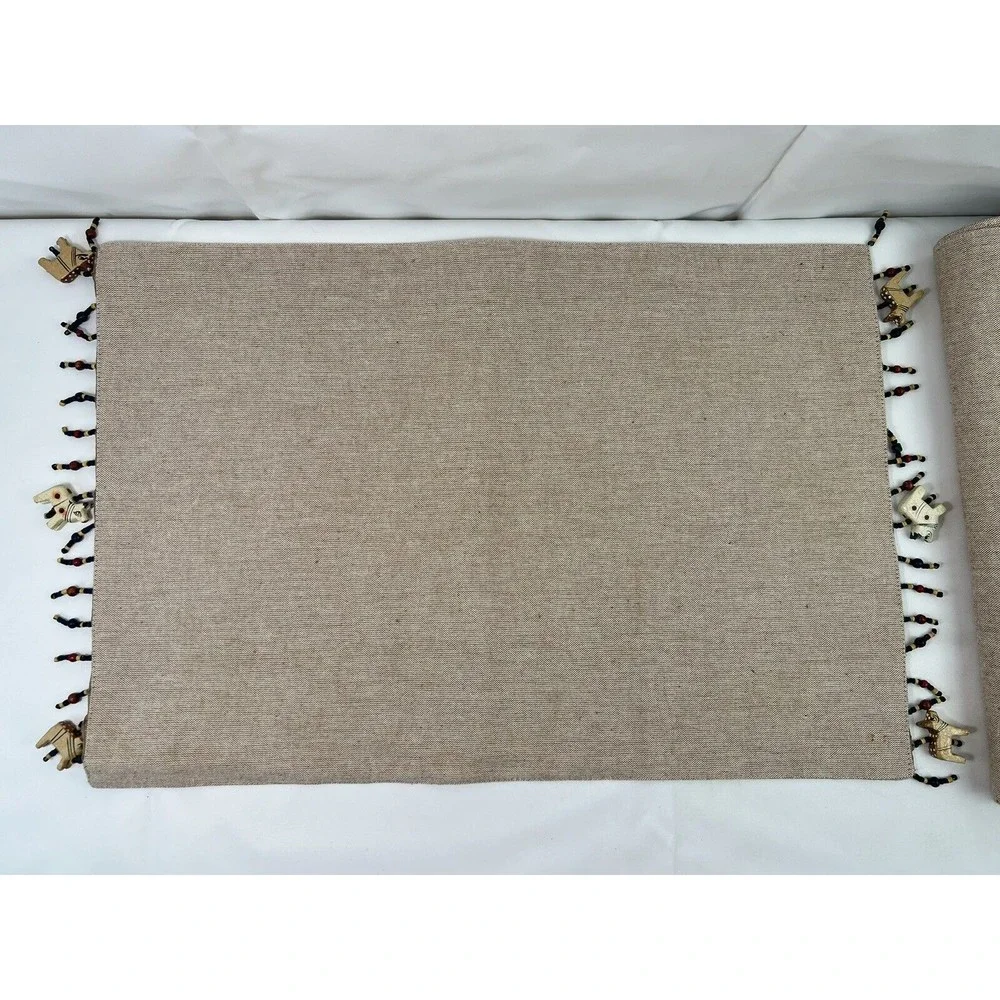 Pier 1 Imports Place Mats Set‎ of 6 Beaded Wood Animals African Theme
